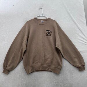 Vintage Marco Island Florida Sweatshirt Mens L Brown Ancient Graphic Fisherman